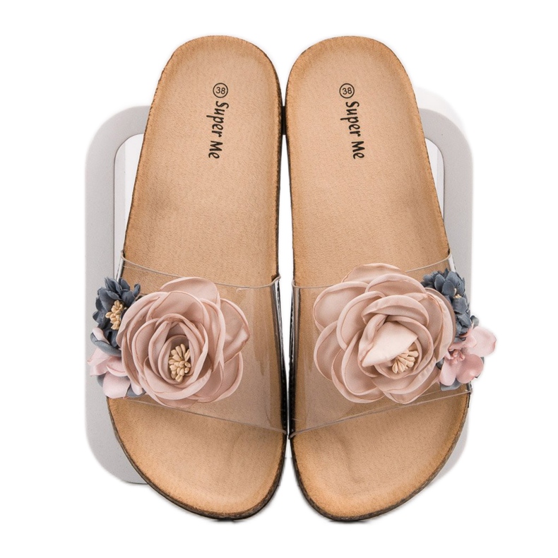 Super Me Papuče s cvijećem smeđa višebojan 1