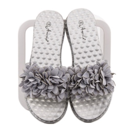 Anesia Paris Gumene papuče s cvijećem siva 1
