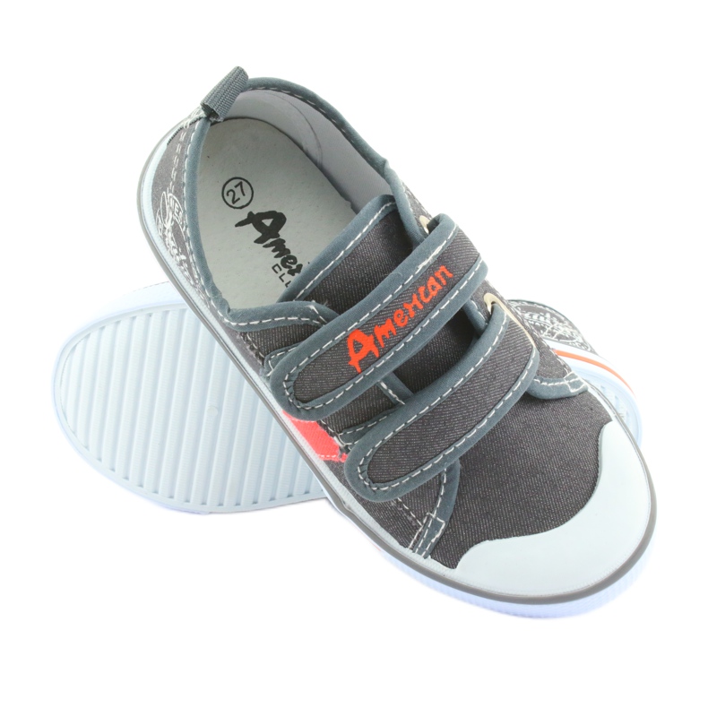 Tenisice s čičkom American Club sive traperice bijela narančasta siva 3