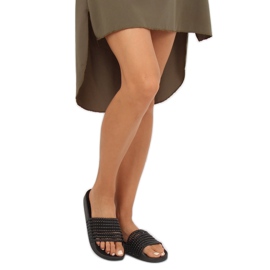 Crne G301 Crne papuče s perlicama crno 2