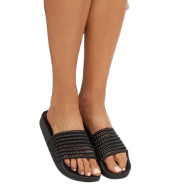 Crne G301 Crne papuče s perlicama crna 1