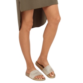 G301 Zlatne papuče s perlicama zlatni 2