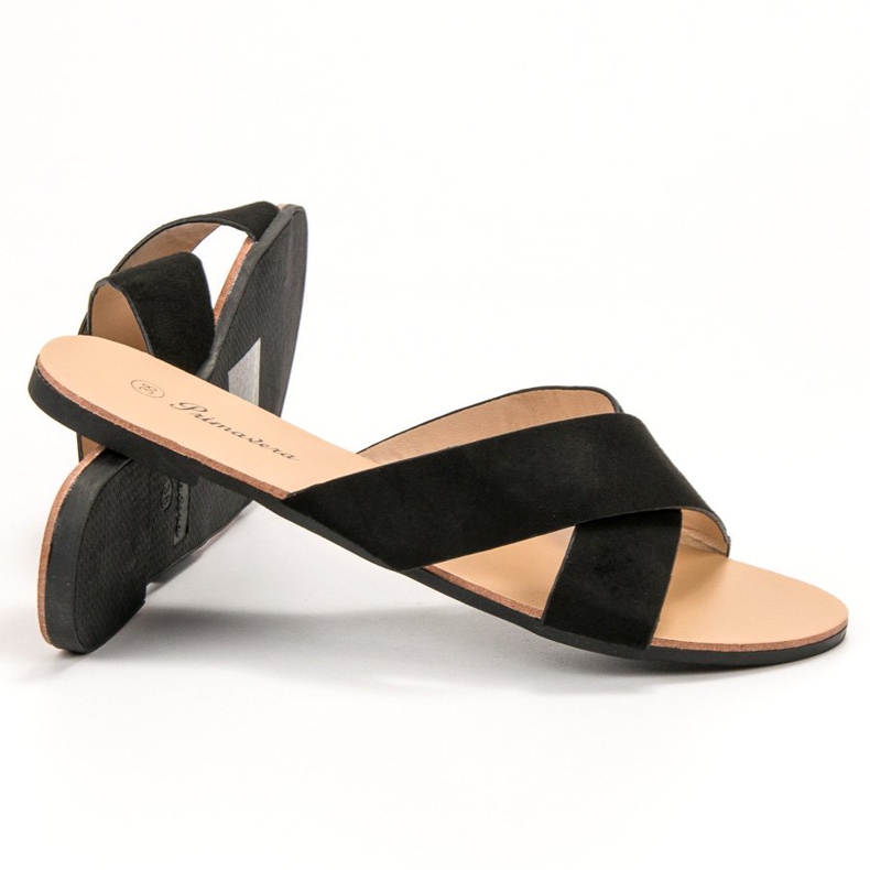 Primavera Udobne ravne papuče crna 1