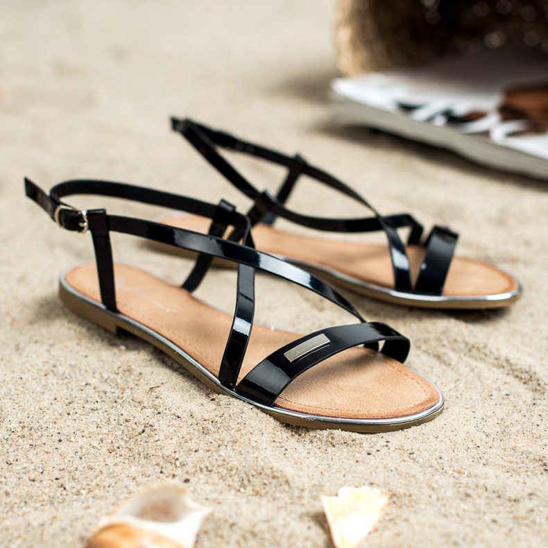 Anesia Paris Lakirane ravne sandale crna 1