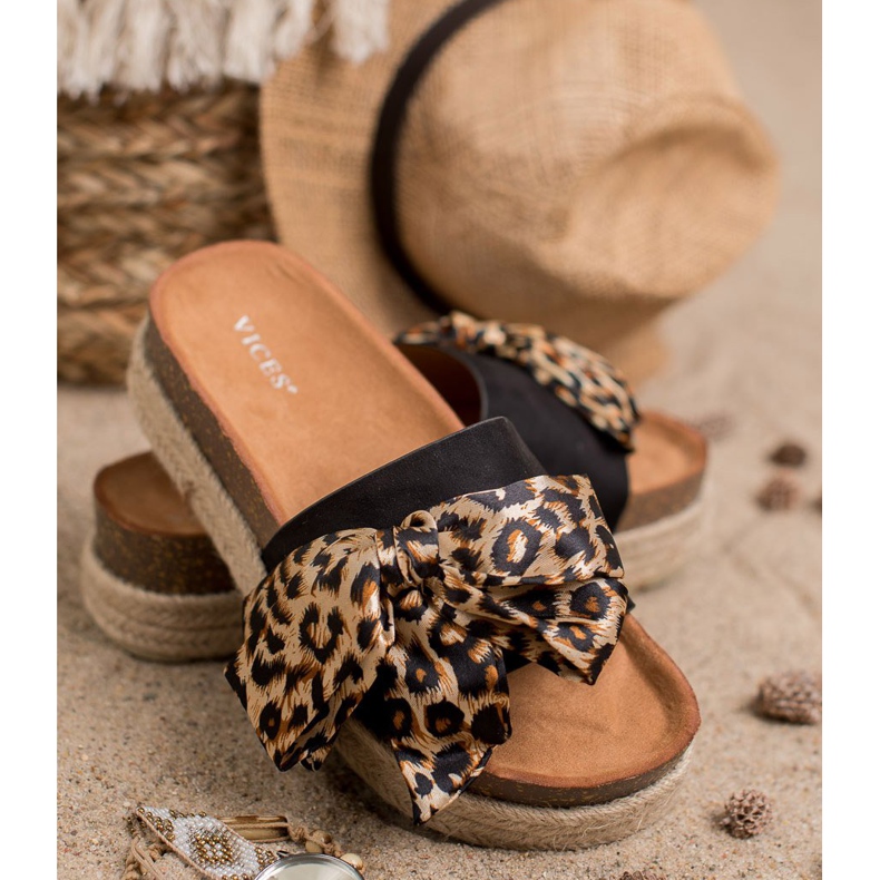 Vices Modne papuče s ispisom životinja crno 2