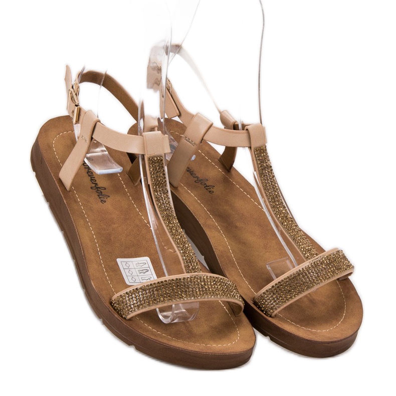 Forever Folie Sandale s kubnim cirkonijem smeđa 1