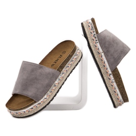 Jumex Ukrašene papuče na platformi siva 1