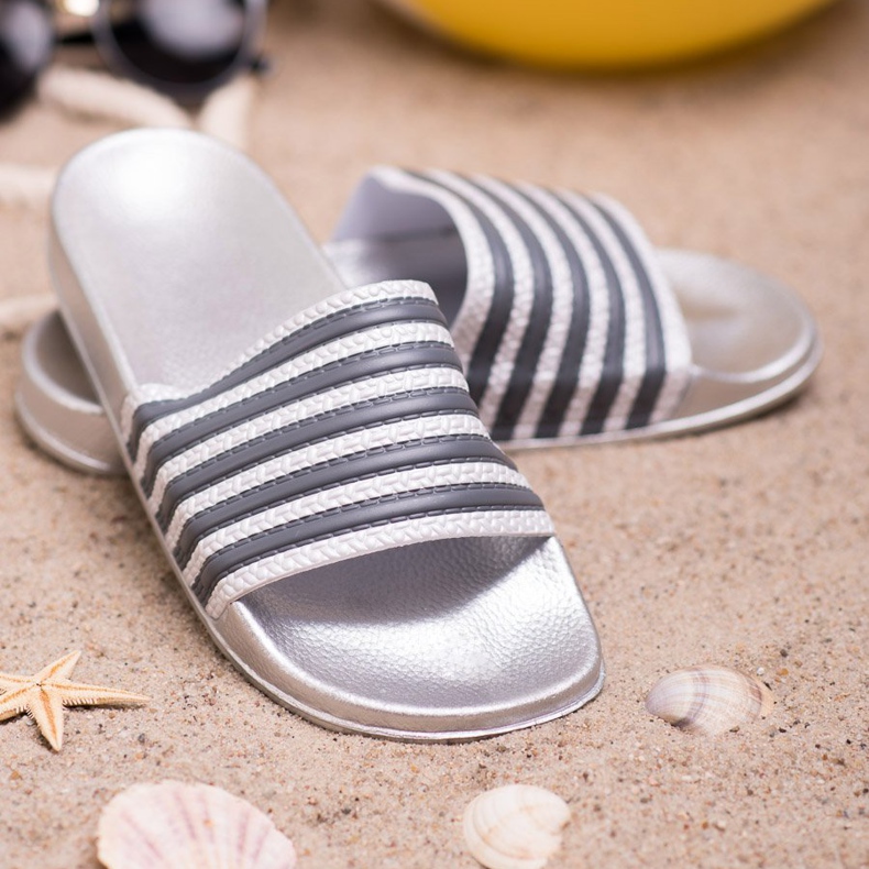 SHELOVET Sportske prugaste papuče siva 2