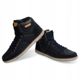 Visoke tenisice Prirodna koža XF117 Mornarsko plava tamnoplava 1