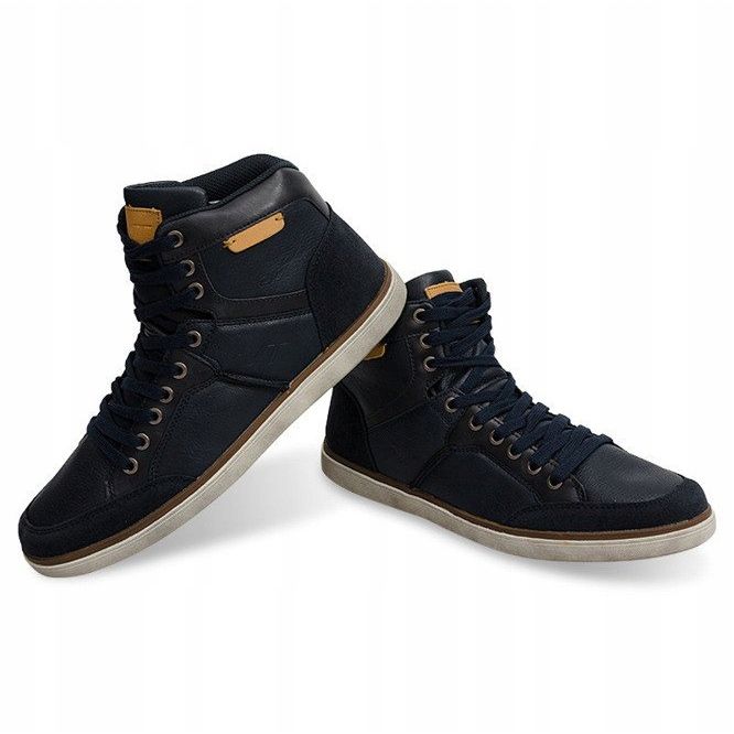 Visoke tenisice Prirodna koža XF117 Mornarsko plava tamnoplava 1