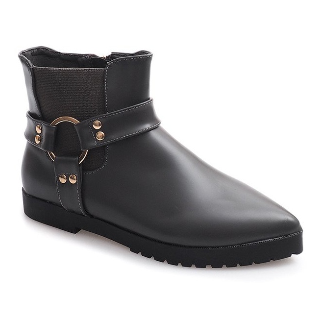 Tople elegantne čizme sa kopčom HW14 Siva 2