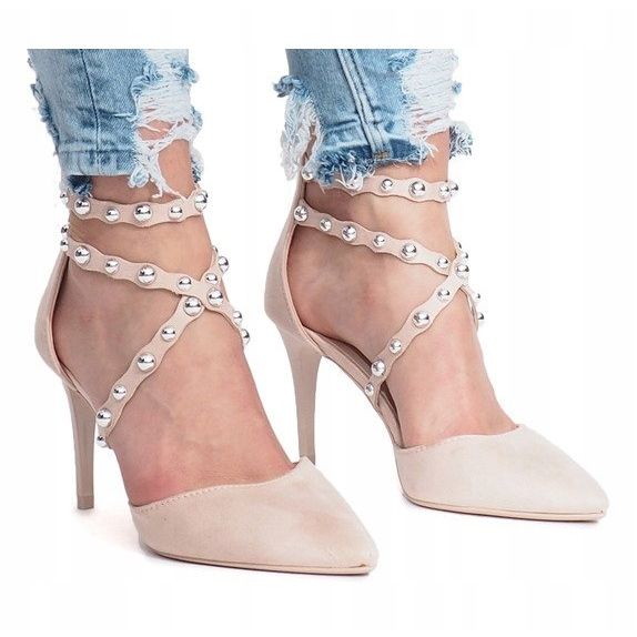 Bež sandale na štiklu B-50 1