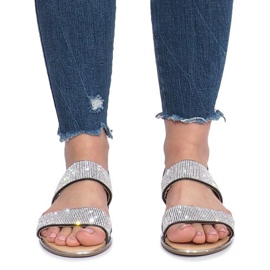 Crne ravne sandale s Indulge dijamantima crna 1