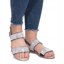 Crne ravne sandale s Indulge dijamantima crno 2