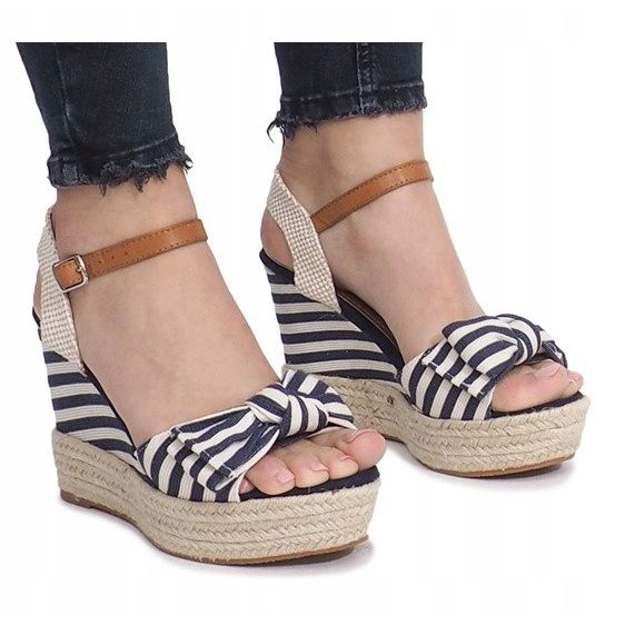 Mornarske sandale na klin s espadrilama Blue Sea plava 2