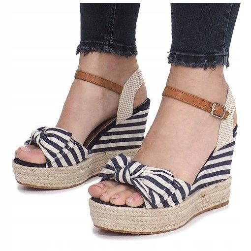 Mornarske sandale na klin s espadrilama Blue Sea plava 1