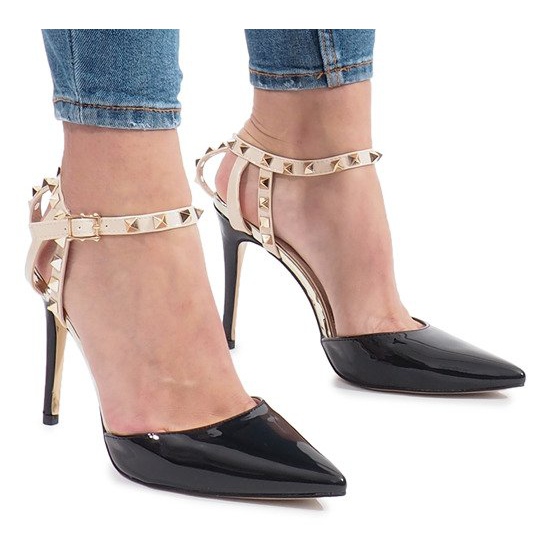 Crne lakirane štikle s Behati vijcima crna višebojan žuta boja 2