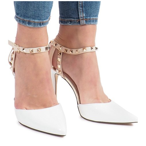 Bijele lakirane štikle s Behati vijcima bijela žuta boja 2