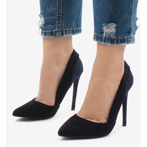 Crne klasične štikle od antilopa 95299-35 crna 1