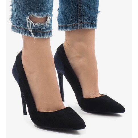 Crne klasične štikle od antilopa 95299-35 crno 2