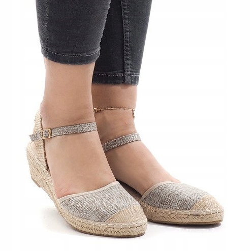 Sandale sa sivim klinom espadrile LLI-3M88-7 siva 2