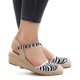 Zebra sandale na klin espadrile LLI-3M88-7 bijela crna 2