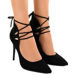 Crne pumpe na vezanom zatiču 6251-P crna 1