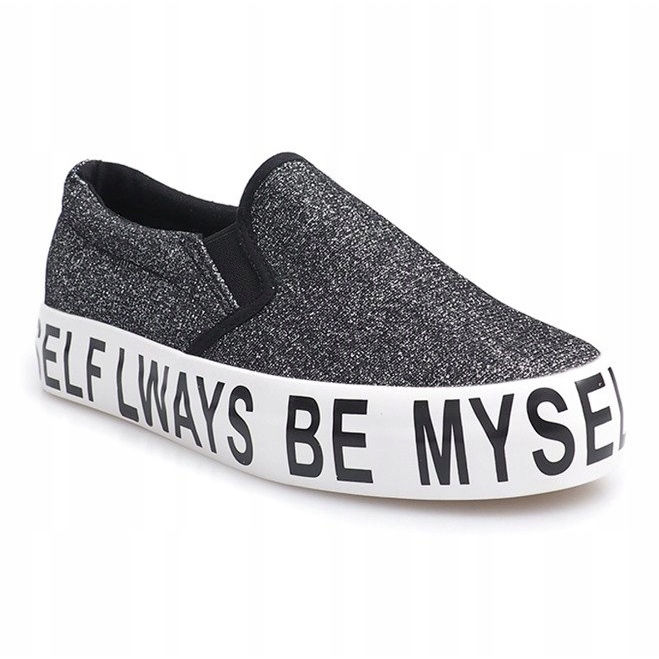 Tenisice na koje se navlači Brokat E22 crne boje crno 1