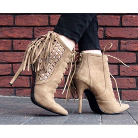 Bogato ukrašene visoke sandale 11047 kaki 1