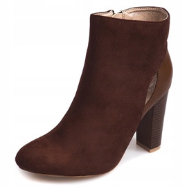 Smeđe čizme od antilopa na stupu s patentnim zatvaračem smeđa 1