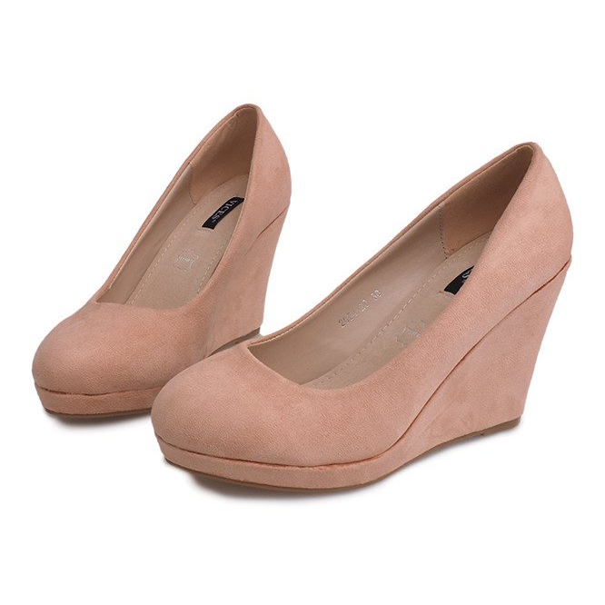 Suede Wedge Pumps 2054 Pink ružičasta 1