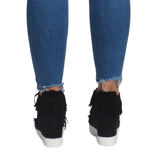 Tenisice na klin s resama Boho AT-0613-1 Crna crno 2