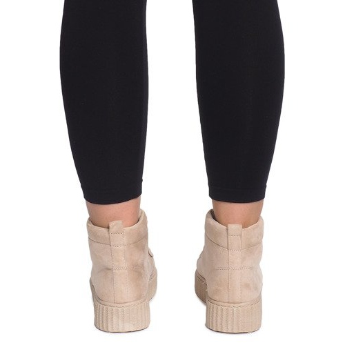 Čizme visoke puzavice na bež platformi WQ-001 1