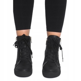 Ažurne tenisice na klin HQ881 crne crno 2