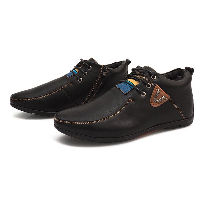 Visoke tople čizme vezane WF622-3 crne crno 2