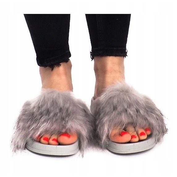 Papuče s krznom HN51-5 Siva 1