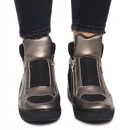 Tenisice na klin TL020-3 crno siva 1