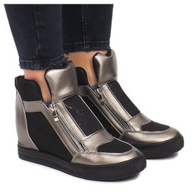 Tenisice na klin TL020-3 crna siva 2