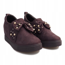 Sive tenisice na klin 6186 smeđa 1