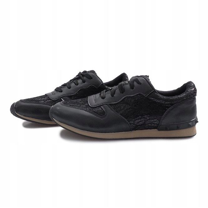 Crne tenisice s čipkom Lou crna 1