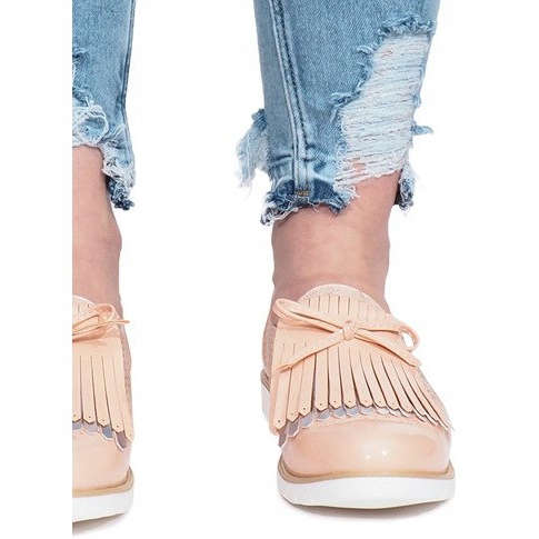 Ružičaste ažurne mokasine s resama Pamole ružičasta 1