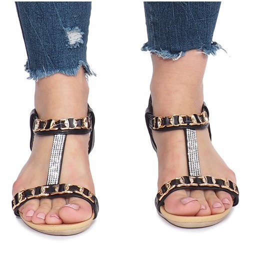 Crne sandale na nježnoj peti na klin Tree crna 1