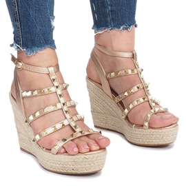 Sandale na klin šampanjac Espadrile raspoloženja zlatni 2