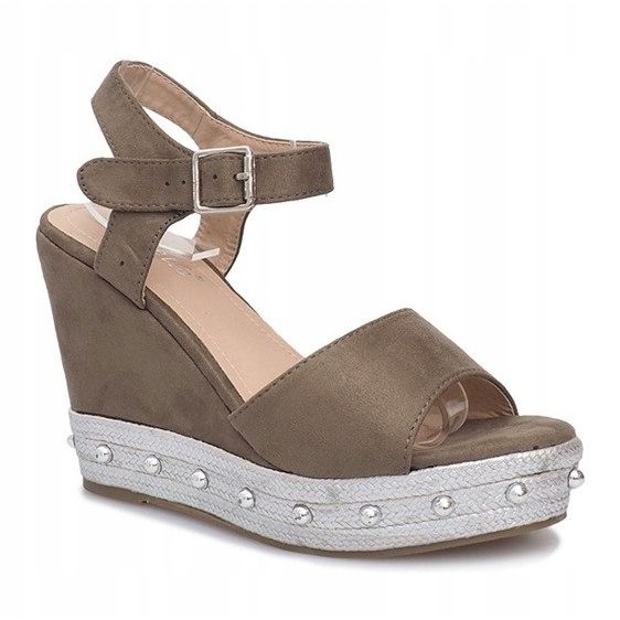 Putne zelene sandale na klin višebojan zelena 1