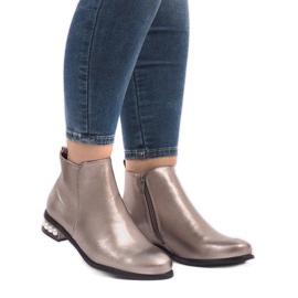 Srebrne čizme LEI-189 s biserima siva 2