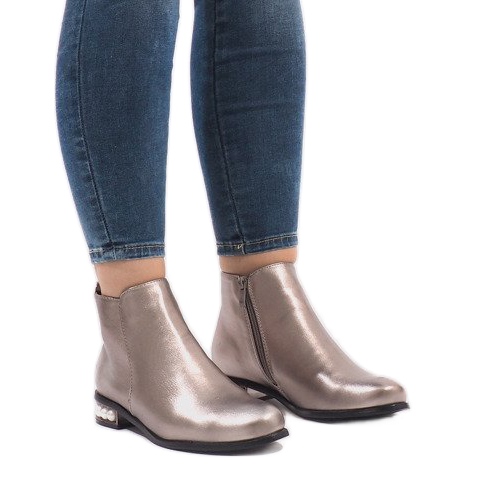 Srebrne čizme LEI-189 s biserima siva 1