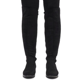 Crne čizme od antilopa s klinovima H305 crna 2