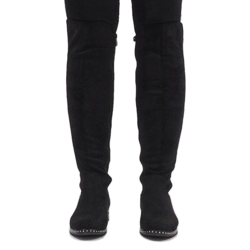 Crne čizme od antilopa s klinovima H305 crno 2