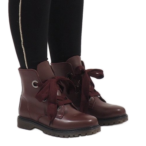 Kayla Shoes Bordo čizme na čipku PF276 crvena 2