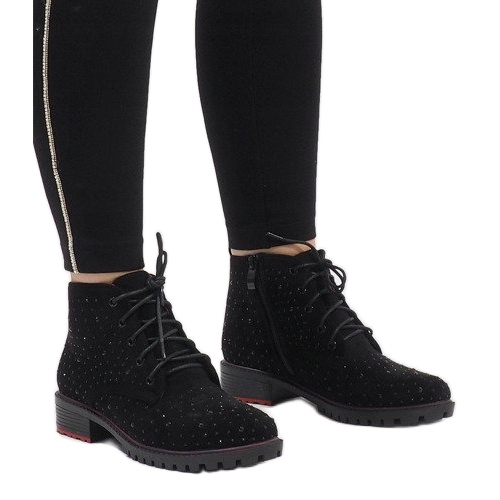 Crne gležnjače od antilopa sa šljokicama 1013 crna 1